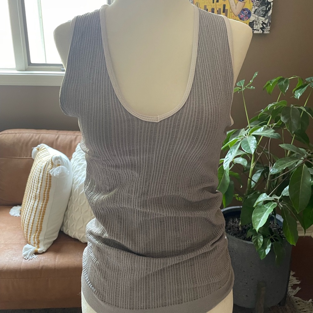 Anthropologie Gray Ribbed Tank Top